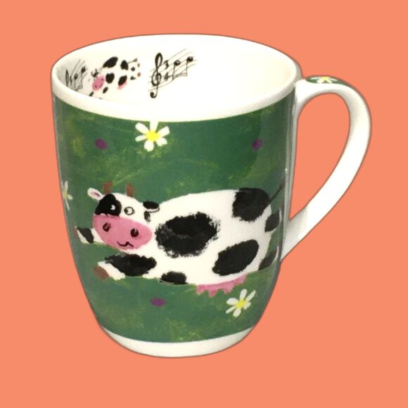 Elizabethan Fine Bone China Green Crazy Cow 12 oz coffee tea Mug Vienna - Picture 1 of 4